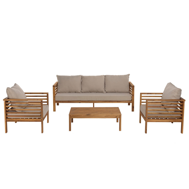 Vick - Salon De Jardin - Acacia - Taupe/Marron