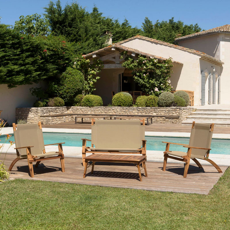 Vick - Salon De Jardin - Acacia - Taupe/Marron