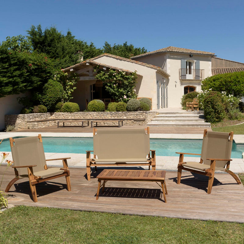 Vick - Salon De Jardin - Acacia - Taupe/Marron