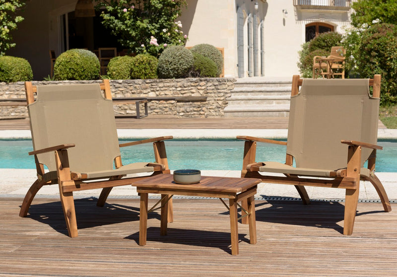 Vick - Salon De Jardin - Acacia - Taupe/Marron