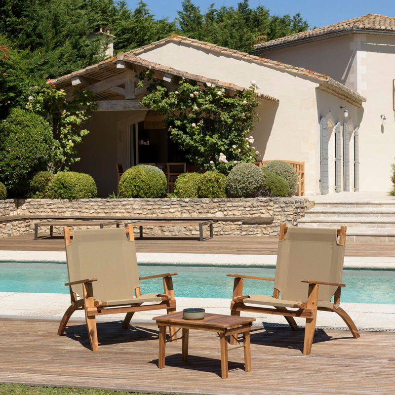 Vick - Salon De Jardin - Acacia - Taupe/Marron