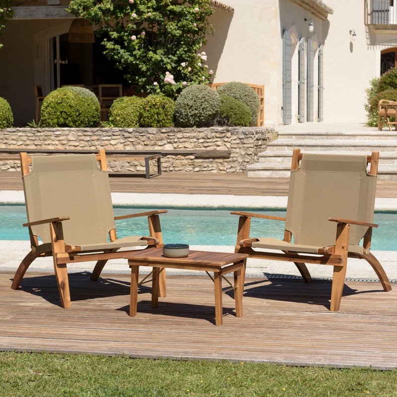 Vick - Salon De Jardin - Acacia - Taupe/Marron