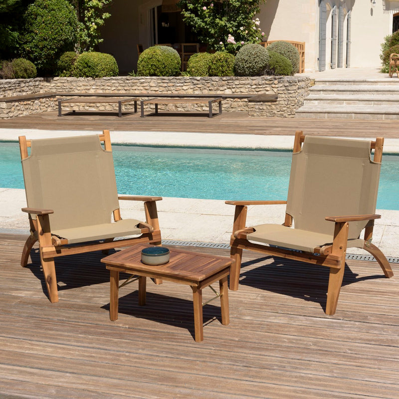 Vick - Salon De Jardin - Acacia - Taupe/Marron