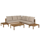 Vick - Salon De Jardin - Acacia/Polyester - Marron/Taupe
