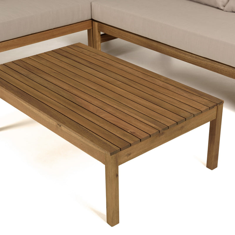 Vick - Salon De Jardin - Acacia/Polyester - Marron/Taupe