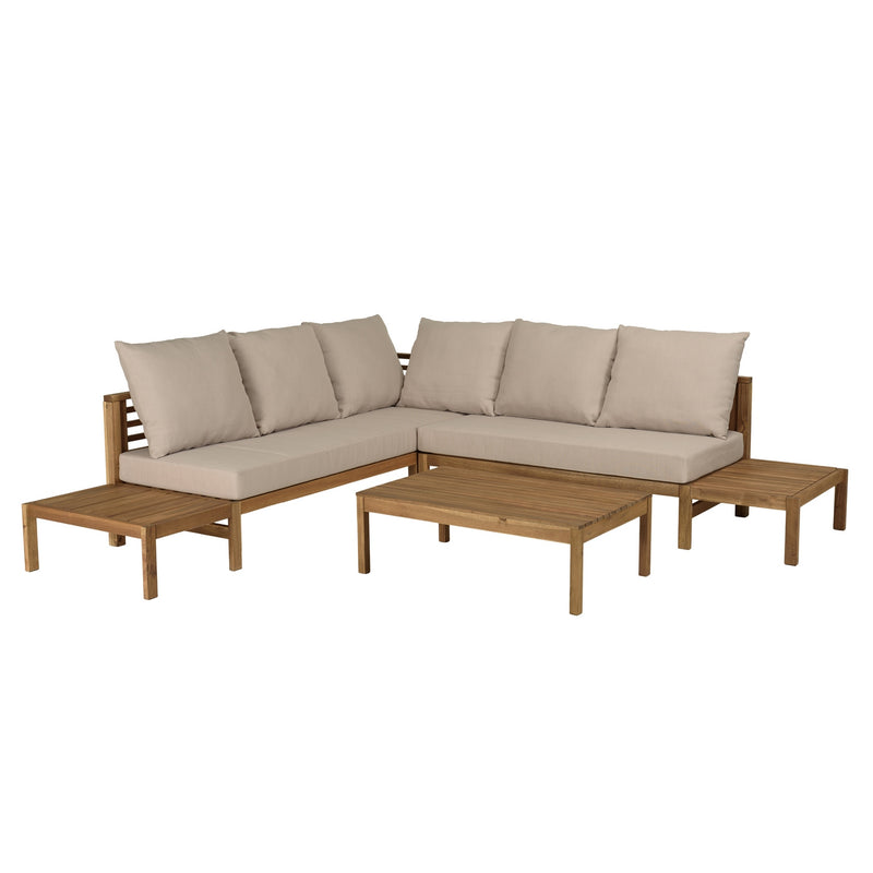 Vick - Salon De Jardin - Acacia/Polyester - Marron/Taupe