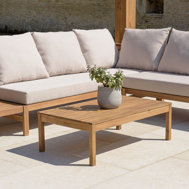 Vick - Salon De Jardin - Acacia/Polyester - Marron/Taupe