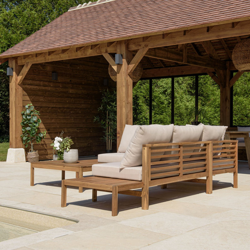 Vick - Salon De Jardin - Acacia/Polyester - Marron/Taupe