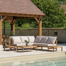 Vick - Salon De Jardin - Acacia/Polyester - Marron/Taupe