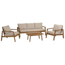 Vick - Salon De Jardin - Acacia/Polyester - Taupe/Marron