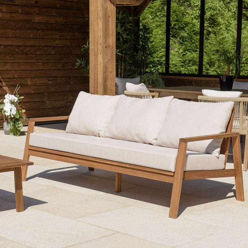 Vick - Salon De Jardin - Acacia/Polyester - Taupe/Marron