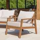 Vick - Salon De Jardin - Acacia/Polyester - Taupe/Marron