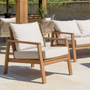 Vick - Salon De Jardin - Acacia/Polyester - Taupe/Marron
