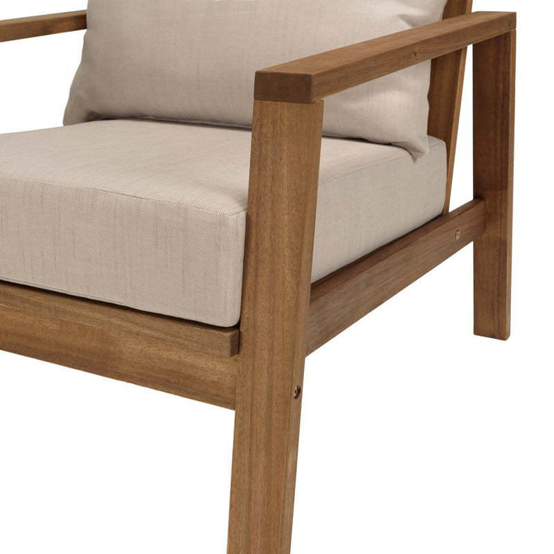 Vick - Salon De Jardin - Acacia/Polyester - Taupe/Marron