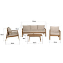 Vick - Salon De Jardin - Acacia/Polyester - Taupe/Marron