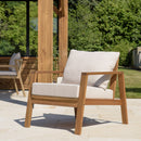 Vick - Salon De Jardin - Acacia/Polyester - Taupe/Marron