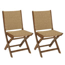 Vick - Lot De 2 Chaises Jardin - Acacia/Rotin Synthétique - Marron/Taupe