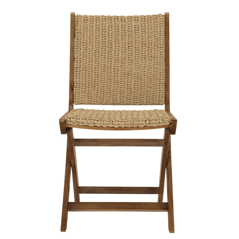 Vick - Lot De 2 Chaises Jardin - Acacia/Rotin Synthétique - Marron/Taupe