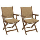 Vick - Lot De 2 Fauteuils Jardin - Acacia/Rotin Synthétique - Marron/Taupe