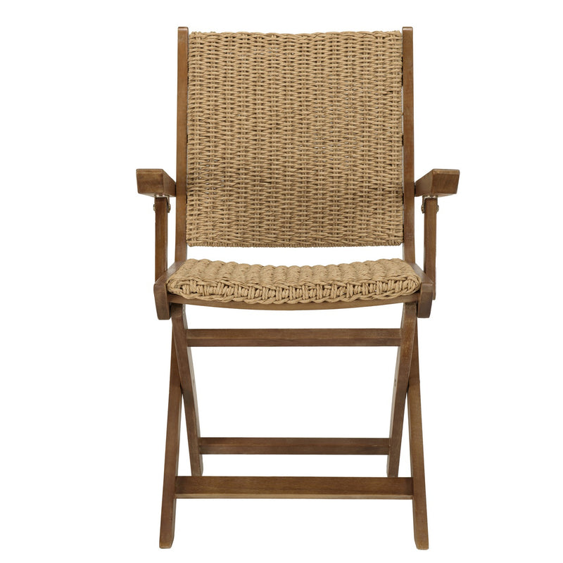 Vick - Lot De 2 Fauteuils Jardin - Acacia/Rotin Synthétique - Marron/Taupe