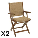 Vick - Lot De 2 Fauteuils Jardin - Acacia/Rotin Synthétique - Marron/Taupe