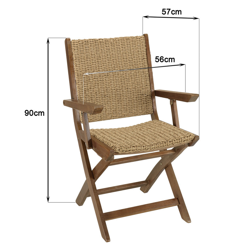 Vick - Lot De 2 Fauteuils Jardin - Acacia/Rotin Synthétique - Marron/Taupe