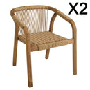 Vick - Lot De 2 Fauteuils Jardin - Acacia/Rotin Synthétique - Marron/Beige