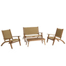 Vick - Salon De Jardin - Acacia/Rotin Synthétique - Marron/Taupe