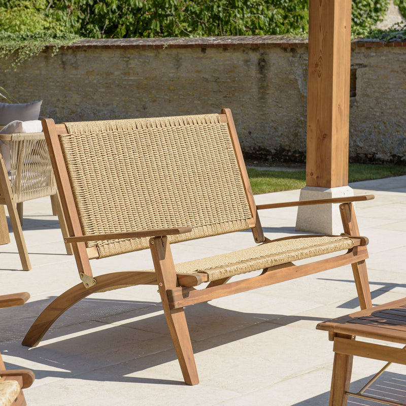 Vick - Salon De Jardin - Acacia/Rotin Synthétique - Marron/Taupe