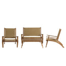 Vick - Salon De Jardin - Acacia/Rotin Synthétique - Marron/Taupe