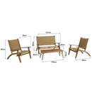 Vick - Salon De Jardin - Acacia/Rotin Synthétique - Marron/Taupe
