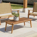 Vick - Salon De Jardin - Acacia/Rotin Synthétique - Marron/Taupe