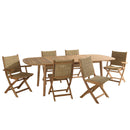 Vick - Salon De Jardin - Acacia/Rotin Synthétique - Marron/Taupe