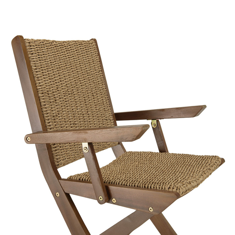 Vick - Salon De Jardin - Acacia/Rotin Synthétique - Marron/Taupe