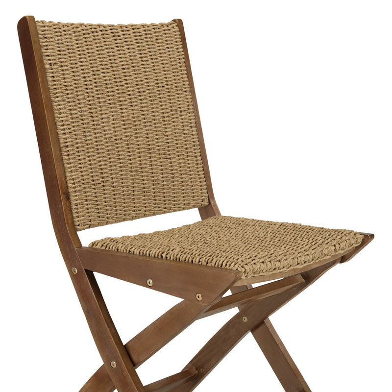 Vick - Salon De Jardin - Acacia/Rotin Synthétique - Marron/Taupe
