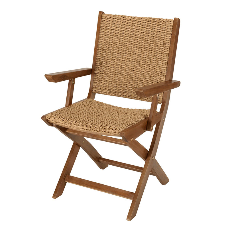 Vick - Salon De Jardin - Acacia/Rotin Synthétique - Marron/Taupe
