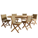 Vick - Salon De Jardin - Acacia/Rotin Synthétique - Marron/Taupe