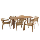 Vick - Salon De Jardin - Acacia/Angélique (Basralocus)/Rotin Synthétique - Beige/Marron