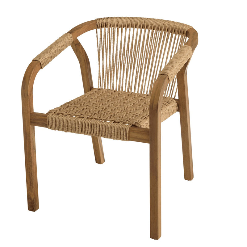 Vick - Salon De Jardin - Acacia/Angélique (Basralocus)/Rotin Synthétique - Beige/Marron