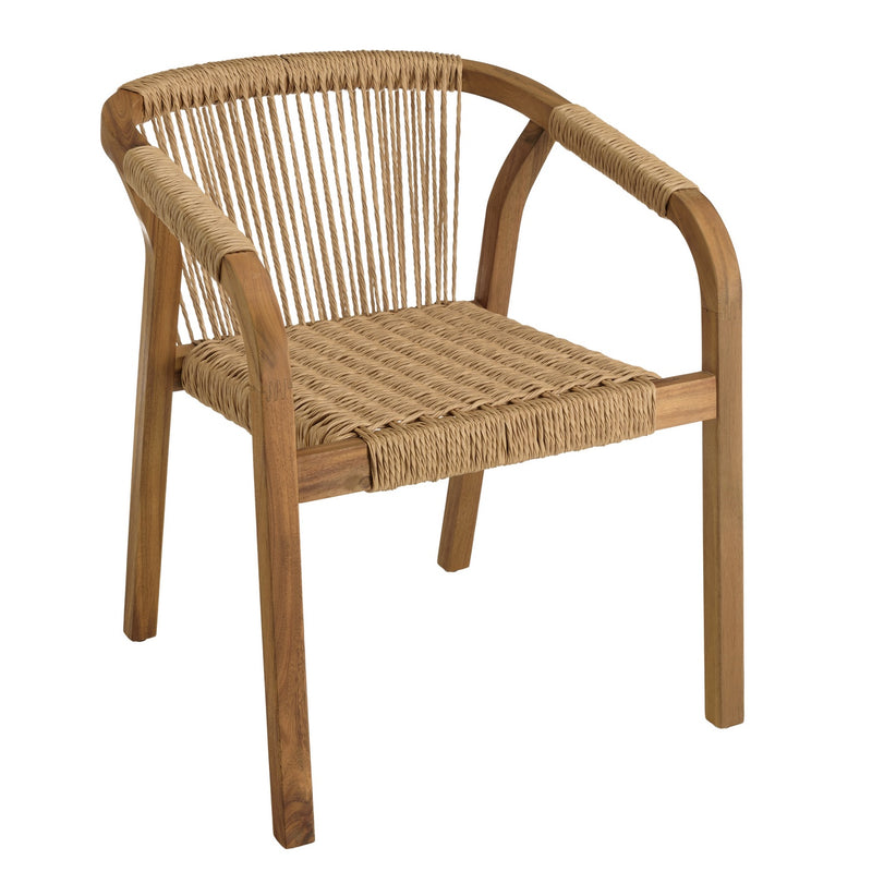 Vick - Salon De Jardin - Acacia/Angélique (Basralocus)/Rotin Synthétique - Beige/Marron