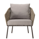 Vick - Salon De Jardin - Acier/Tissu Polyester/Rotin Synthétique/Mousse Polyuréthane/Fibre Polyester/Acacia - Taupe/Gris Anthracite