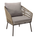 Vick - Salon De Jardin - Acier/Tissu Polyester/Rotin Synthétique/Mousse Polyuréthane/Fibre Polyester/Acacia - Taupe/Gris Anthracite
