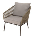Vick - Salon De Jardin - Acier/Tissu Polyester/Rotin Synthétique/Mousse Polyuréthane/Fibre Polyester/Acacia - Taupe/Gris Anthracite
