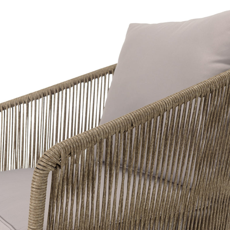 Vick - Salon De Jardin - Acier/Tissu Polyester/Rotin Synthétique/Mousse Polyuréthane/Fibre Polyester/Acacia - Taupe/Gris Anthracite