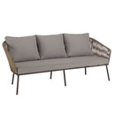 Vick - Salon De Jardin - Acier/Tissu Polyester/Rotin Synthétique/Mousse Polyuréthane/Fibre Polyester/Acacia - Taupe/Gris Anthracite