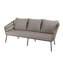 Vick - Salon De Jardin - Acier/Tissu Polyester/Rotin Synthétique/Mousse Polyuréthane/Fibre Polyester/Acacia - Taupe/Gris Anthracite