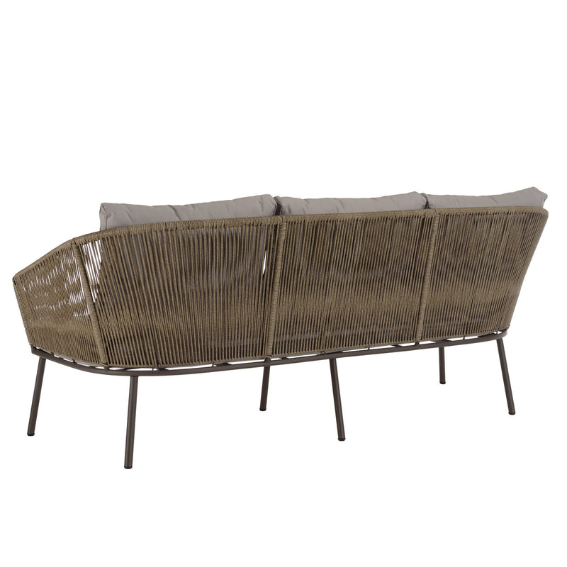 Vick - Salon De Jardin - Acier/Tissu Polyester/Rotin Synthétique/Mousse Polyuréthane/Fibre Polyester/Acacia - Taupe/Gris Anthracite