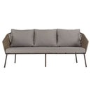 Vick - Salon De Jardin - Acier/Tissu Polyester/Rotin Synthétique/Mousse Polyuréthane/Fibre Polyester/Acacia - Taupe/Gris Anthracite