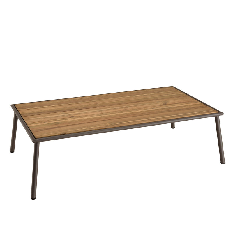 Vick - Salon De Jardin - Acier/Tissu Polyester/Rotin Synthétique/Mousse Polyuréthane/Fibre Polyester/Acacia - Taupe/Gris Anthracite
