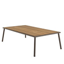 Vick - Salon De Jardin - Acier/Tissu Polyester/Rotin Synthétique/Mousse Polyuréthane/Fibre Polyester/Acacia - Taupe/Gris Anthracite